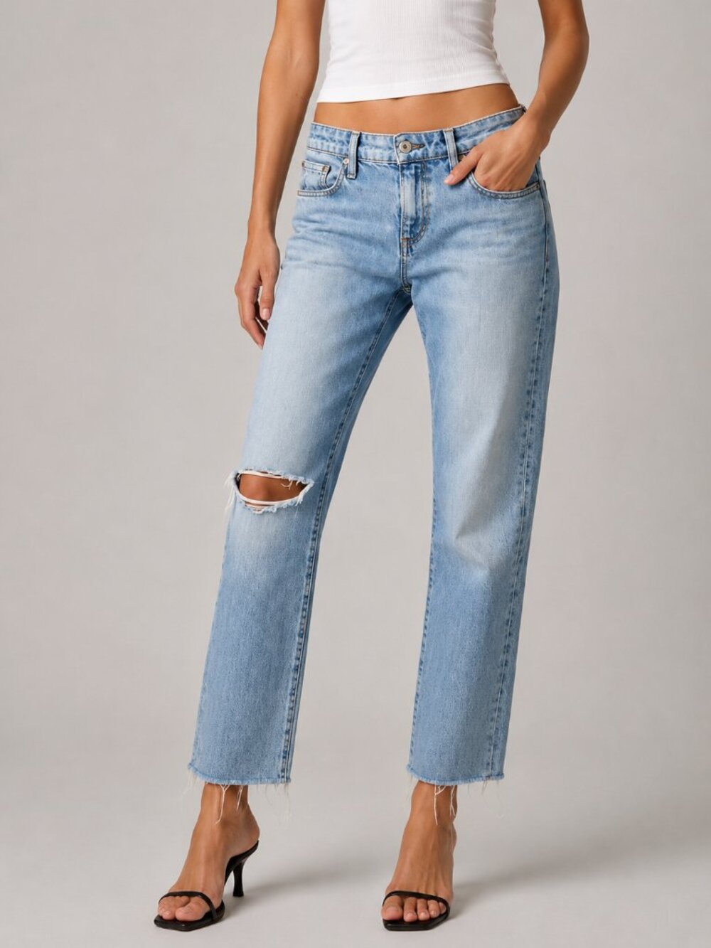 Rag & Bone Dre Low-Rise Slim Boyfriend Knee‎ Slit Jeans Size 26